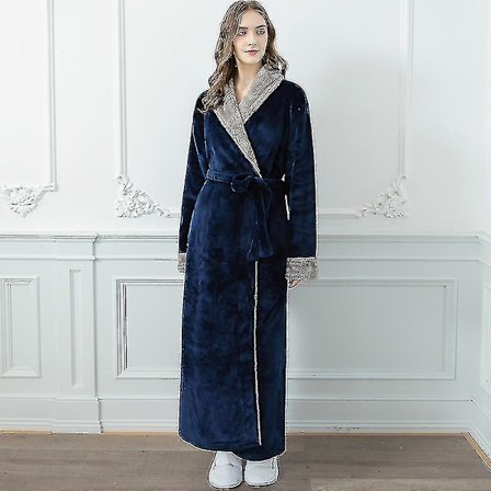 Kvinnor Män Vinter Plus Size Flanellrock Extra lång Huva Varm Morgonrock Lovers Tjock Kimono Badrock Man Morgonrock Robes