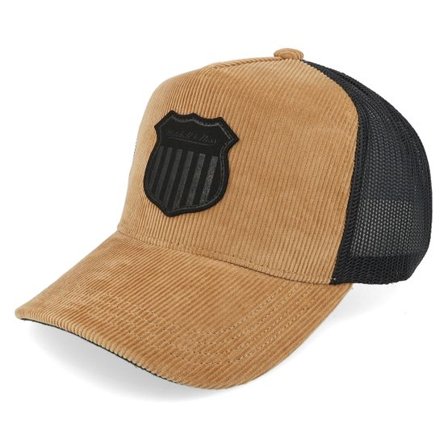 Mitchell & Ness - Beige adjustable Keps - Corduroy Shield Brown/Black A-Frame Adjustable @ Hatstore