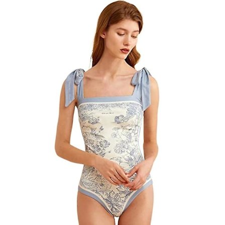 Blomstret badedragt i ét stykke til kvinder, dobbeltsidet snøre-bikini med enkelt skulder, numsekontrol Swi