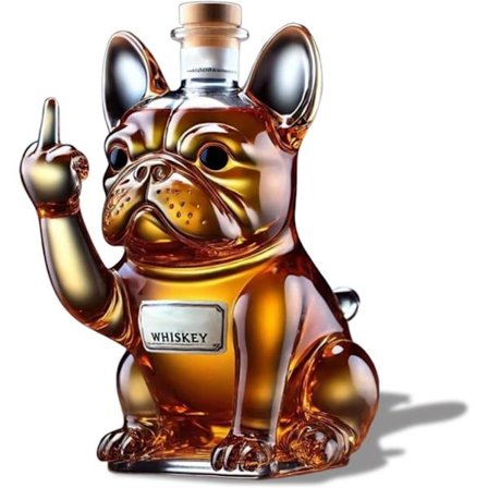 Fransk Bulldog Whiskey Karaffel Dekorativ Spritflaskeholder 300ml Glass Karaffel Multifunksjonell Drikkebeholder