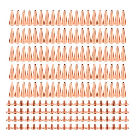 100 sæt Punk Cone Spikes Studs 10x26mm Rose Gold Punk Cone Spiked Screw Rivets DIY Punk Style Clothing Decoration Spikes