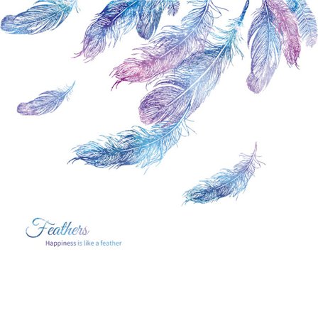 Fjærveggklistremerker Skrell og lim klistremerker Kunstveggdekor for hjem, sovesal, fest, barnehage, blå-lilla