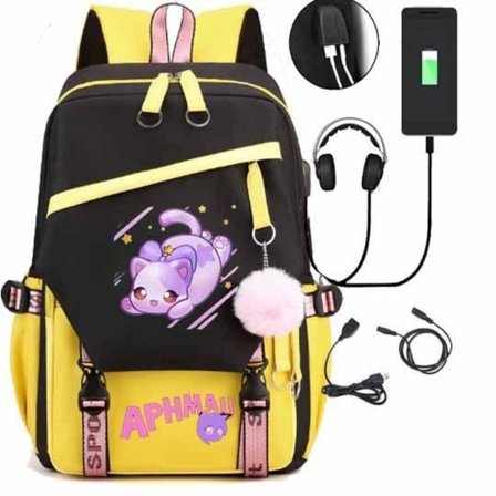 Aphmau Ryggsäck för Barn, Ryggsäckar, Ryggväska med USB-uttag, 1 st