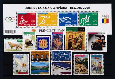 Fransk Andorra - Årgang 2008 - Postfrisk - YT 649-665