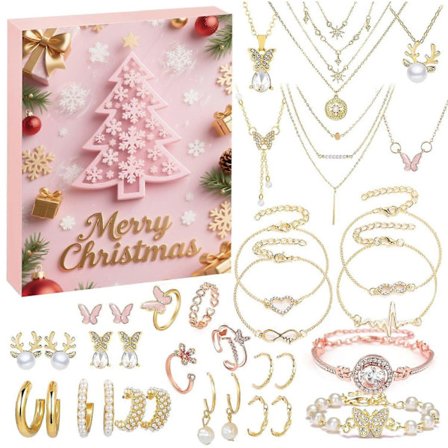 2025 Ny Julegave Nedtællingskalender Advents Smykker Blind Box Øreringe Halskæde Armbånd Gaveæske Tilbehør Til Kvinder