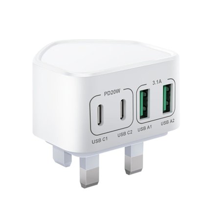 40W USB C -pistoke pikalataukseen, UK 4-porttinen Multi USB -laturipistoke pikalataukseen