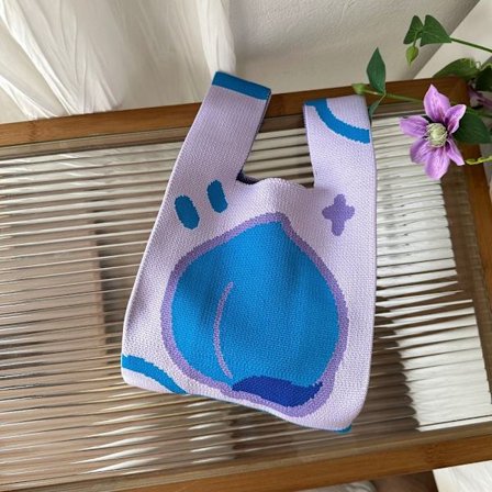 Summer Peach Handväska Stickad Handväska LILA