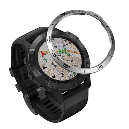 Garmin Fenix 6 konkav ram i rostfritt stål - Silver / Svart
