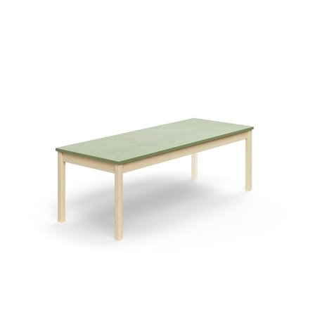 Table DECIBEL, 1800x700x590 mm, noise reducing linoleum, birch/green grey