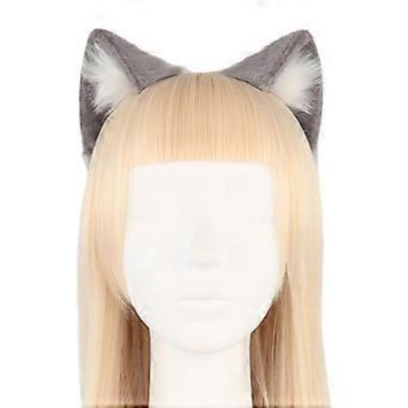 Smart tegneserie katteøre pandebånd form hårbøjle Rave karneval fest hovedbeklædning hårbøjle cosplay kostume rekvisitter unisex grå