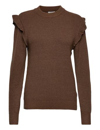 Objmalena L/S Ruffle Pullover Brown Object