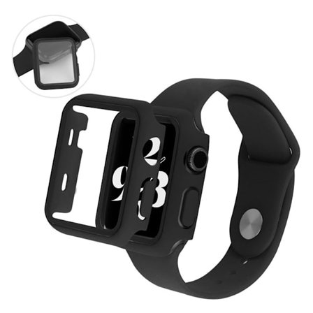Apple Watch Series 3/2/1 42mm cover with tempered glass + watch band - Black
