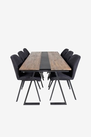 Venture Home - Spisegruppe Jakarta med 6 spisestoler Gemma - Brun - Spisegruppe 6 personer - Fra Homeroom