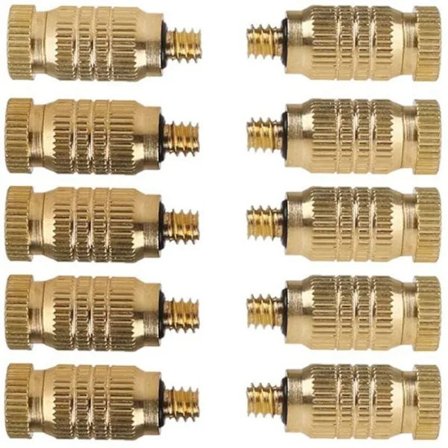 10 stk. højtryks messing tågedyser, tågesprayhoved tågesprøjte konverterer vandrørsslange dyse til drivhus have udendørs køling S