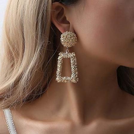 Stora bohemiska geometriska guld dinglande örhängen rektangulära örhängen för kvinnor flickor
