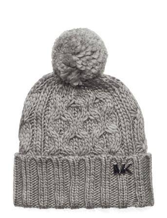H Ycomb Cable Cuff Hat With Self Pom Accessories Headwear Beanies Grå Michael Kors Accessories*Betinget Tilbud