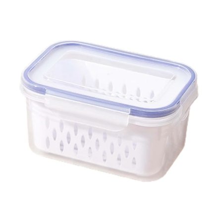 Matförvaringsbehållare Grönsaks- och Fruktbehållare Sparar Utrymme Lufttätt Lock Fruktsil Korg för Kylskåp Kyl Kött Grönsaker