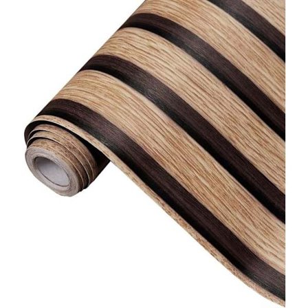 Selvklæbende tapet - Vægdekoration - Stribet tapet - 60cm * 3m - Brun - Vandtæt og varmebestandig