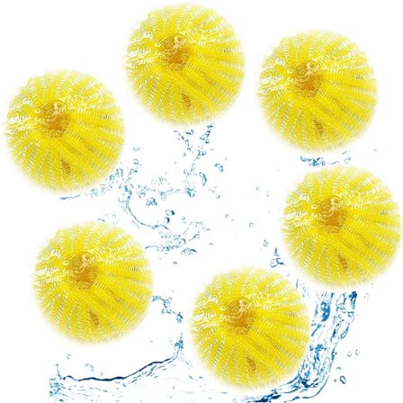 Anti-hårbolde til vaskemaskine, 6 bolde vaskemaskine, vaskemaskine vaskebold, vaskebold anti-hårbolde, fjern dyrehår og fnug. (Gul)