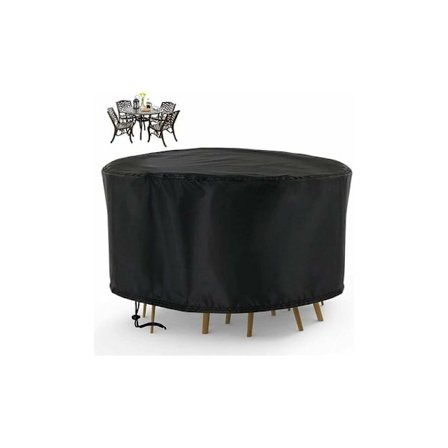 Rundt bordöverdrag för trädgård Rundt bordöverdrag för trädgård Vattentätt Vindtätt Anti-UV Rivtåligt 210D Oxford Rundt bordöverdrag för trädgård, 
