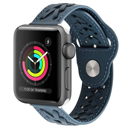 Apple Watch (45 mm) klockarmband i vävt läder med mikrofiber - Blå