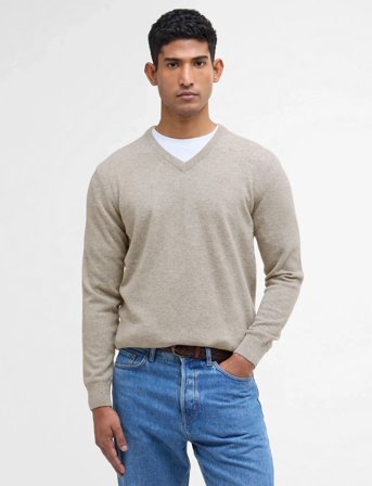 Barbour Barbour Essential Lambswool V Neck Sweater - Beige - XL
