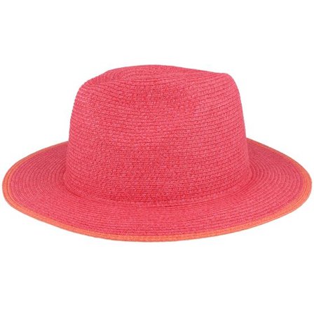 Seeberger - Rosa straw Hatt - Paper Braid Fuchsia/Terracotta Straw Fedora @ Hatstore