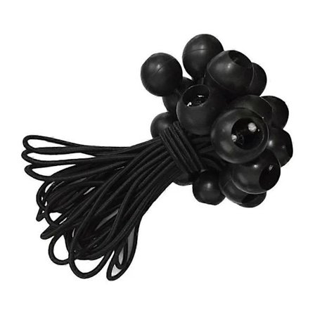 Elastisk snor med høj elasticitet, kugle, teltstropper, campingtilbehør, sort, 15 cm til udendørsaktiviteter, 25 stk.