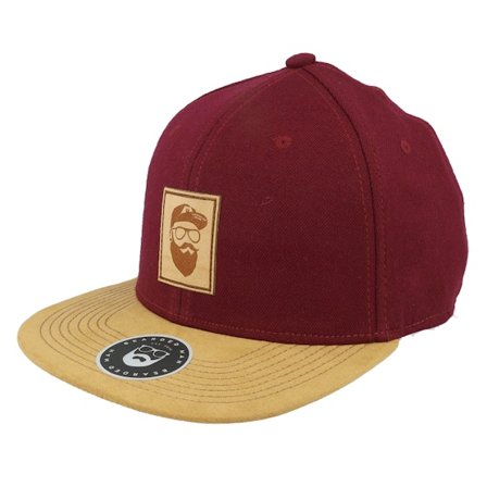 Bearded Man - Rot snapback Cap - Cap Man Patch Maroon/Suede Snapback @ Hatstore