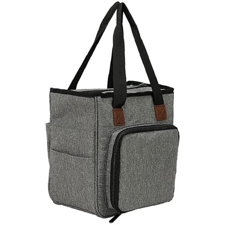 Strikketaske Oxford Canvas Støvtæt Opbevaringstaske Til Garn Og Nåle Grå Opbevaring, Hjemmeopbevaring