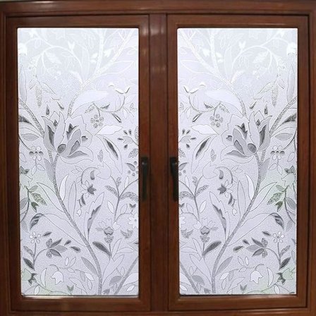 /#/30x100cm non-stick decorative opaque window film - tulip motif,/#/