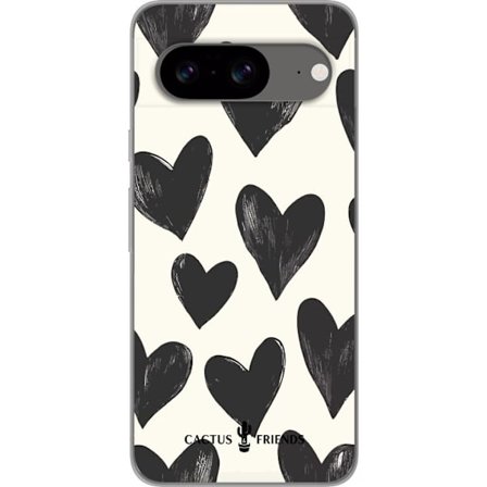 Kompatibelt Mobildeksel til Google Google Pixel 8 Cactus and Friends - Bold Black Love Pattern