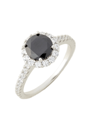 Sigrid Ring silver Black Ringar Dam Svart 16