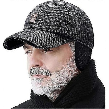 Vinterhue til Mænd Udendørs, Justerbar Varmt Sport Golf Baseball Cap Hatte Dad Caps Øreklapper Tykkelse 55-60cm (FMY)