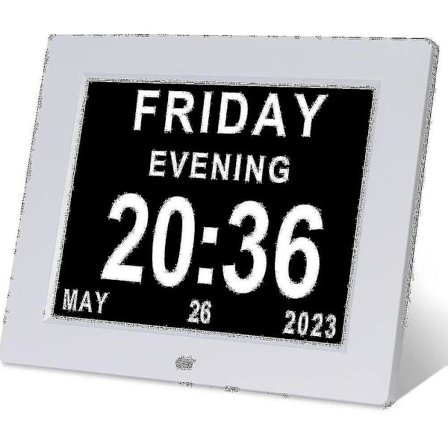 Yhsqv-dementia-kello Alzheimerin kello Suuri digitaalinen kalenterikello Senioreille kello Päivämäärällä ja