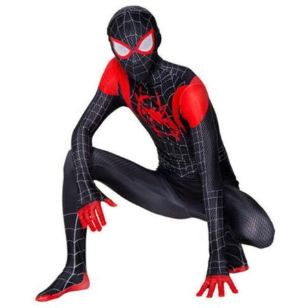 Spider Man Into the Superhero Kids Miles Morales Cosplay Vuxen H -i black 110cm