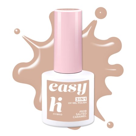 HI HYBRID Smalto semipermanente EASY 3in1 #608 Salted Caramel 5ml - Smalto Gel e semipermanente