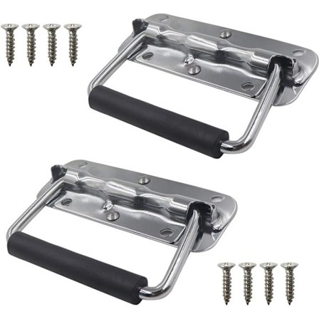 4.33 Tommers Fjærbelastet Håndtak Rustfritt Stål Kraftig Håndtak for Verktøykasse Kiste Koffert med Gummigrep Overflatemontert (2 Pakning)