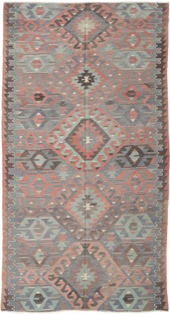 Hand Woven Kilim Vintage Turkish Rug 164X308 Vintage Wool Grey/Light Grey