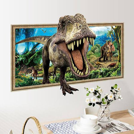 Sztxj Dinosaur Ødelagt Vegg Klistremerker 3d Dekorative Veggdekaler Avtakbar Gutterom Baby Barnerom Veggdekor (23.6 * 35.4 Tommer)