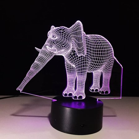 Elegant Elefant Lampe Fantastisk 3D Illusions LED Nattelykt med 7 Farger Lampe Som Hjemmedekorasjon Søte Gaver til Gutter Jenter