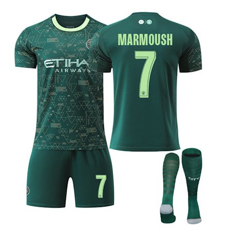 25-26 Manchester City F.C. Udebane Fjerde Trøjer Sæt NO.7 MARMOUSH Børn Voksen Fodboldudstyr Med Strømper