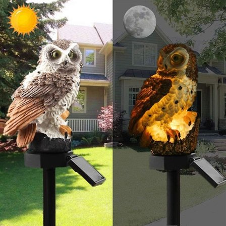 Havehavedekorationer Udendørs Ugleform Lys Led Solhave Lys Ugle Plænelampe Vandtæt