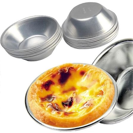 Æggetærteform, 10 stk. tykke æggetærteforme, genanvendelige non-stick kageform æggetærte Pasteis De Nata ovnbagte runde cremeforme buddingforme