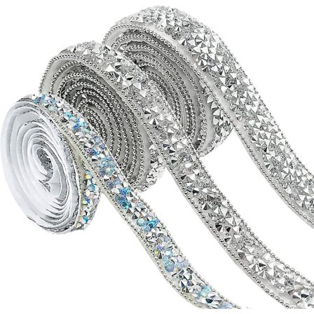 3 meter kristallklistermärken, Afunta strassband självhäftande glitterband blingband rulle för bröllopstårtor födelsedagshantverk dekorationer