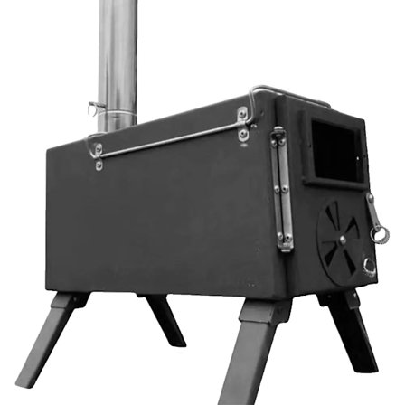 Hopfällbar vedeldad spis, bärbar design, effektiv uppvärmning,Svart