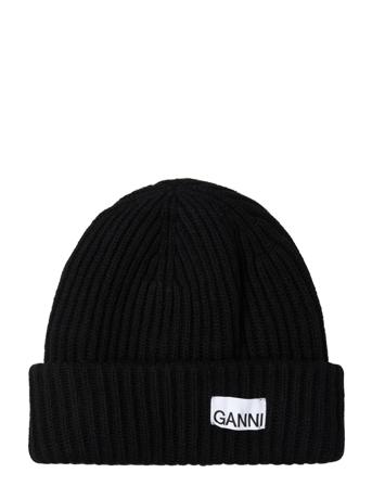 Structured Rib Beanie Accessories Headwear Beanies Sort Ganni