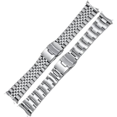 ING 18mm 316L ruostumattomasta teräksestä valmistettu kellon ranneke, kullattu kaareva malli, yhteensopiva Seiko Five-Link -rannekkeen kanssa, 