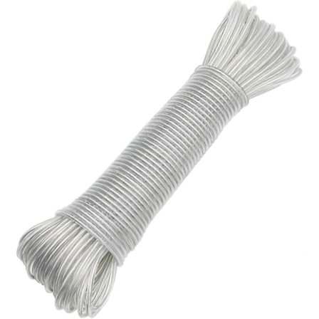 Klessnor med stålkjerne for utendørs bruk, kraftig, med maksimal belastning på 120 kg, rustfritt og vanntett for hage (3 mm-20 m, transparent) (FMY)