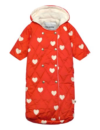Mini Rodini Hearts Aop Quilted Stroller Bag - Red - ONE SIZE